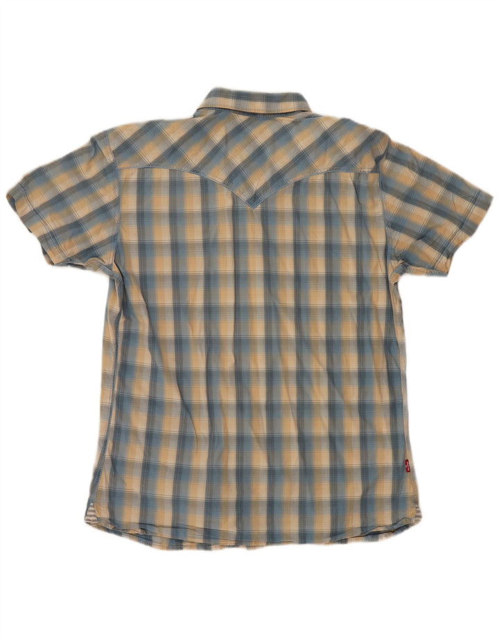 LEVI'S Chemise à Manches Courtes Homme Bleu Moyen Carreaux Coton
