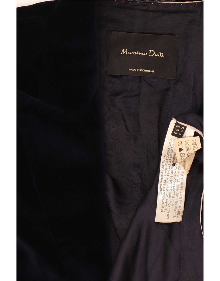 Massimo Dutti Veste blazer en velours à 1 bouton pour femme EU 38 Small Bleu marine