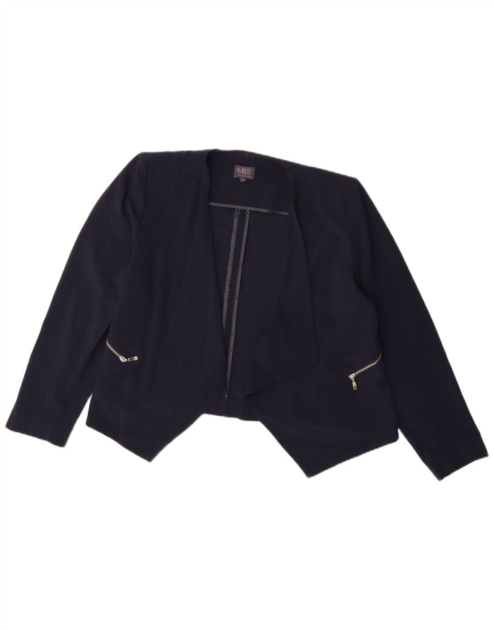 Marks & Spencer Haut Boléro Femme UK 16 Large Bleu Marine Polyester