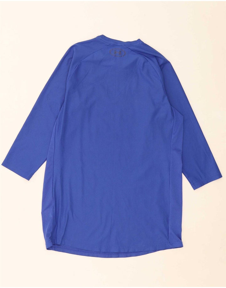 UNDER ARMOUR Mens Heat Gear T-Shirt Top Medium Blue Pinstripe Polyester