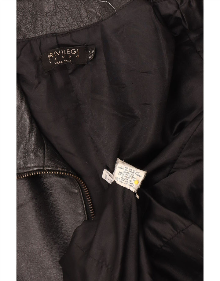 Privilegi Veste Bomber Courte en Cuir Femme IT 44 Cuir Noir Moyen