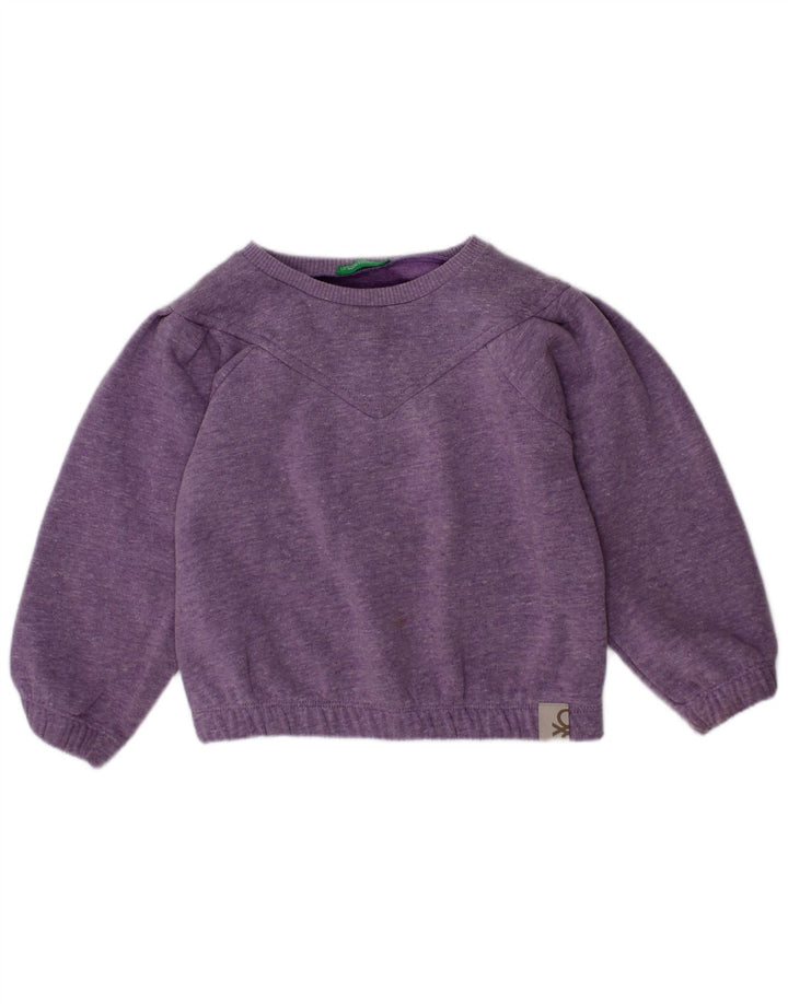 Benetton Sweat-shirt Fille 2-3 ans Violet Moucheté Polyester