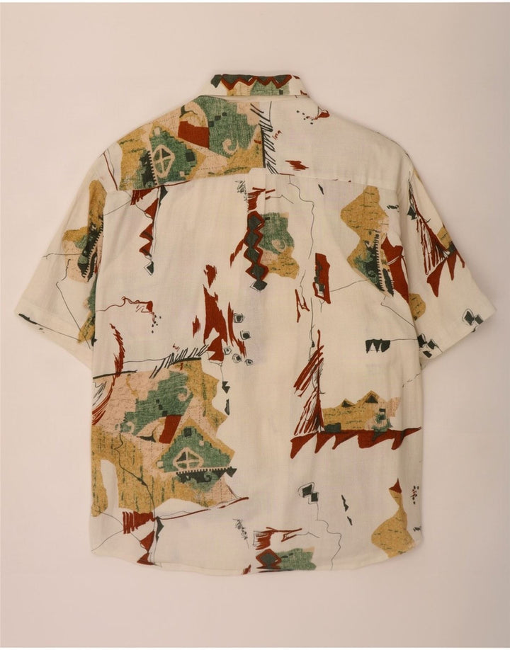 Angelo Litrico Chemise à motif abstrait pour homme Taille 41/42 Large Blanc cassé