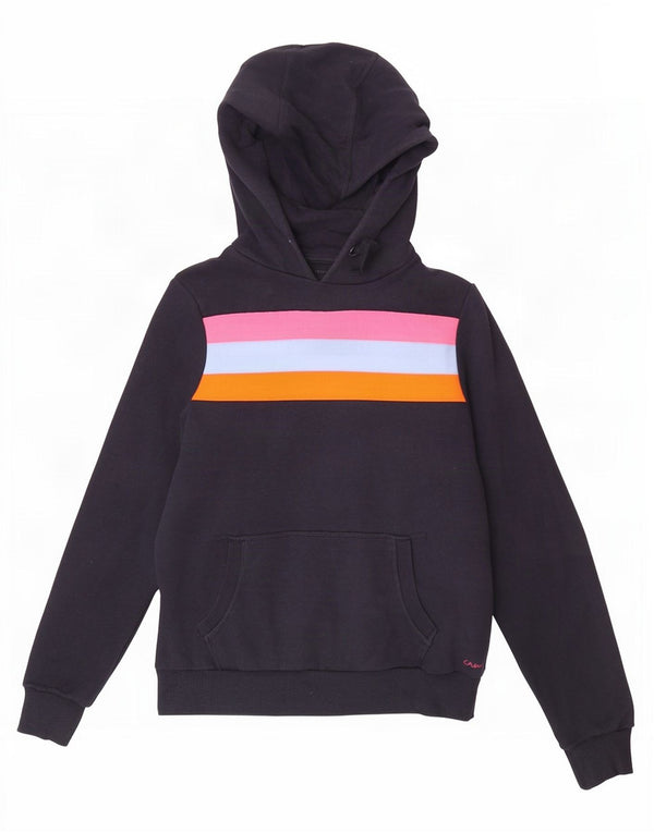Crew Clothing Pull à capuche pour femme UK 2 2XS Bleu marine Colourblock Coton
