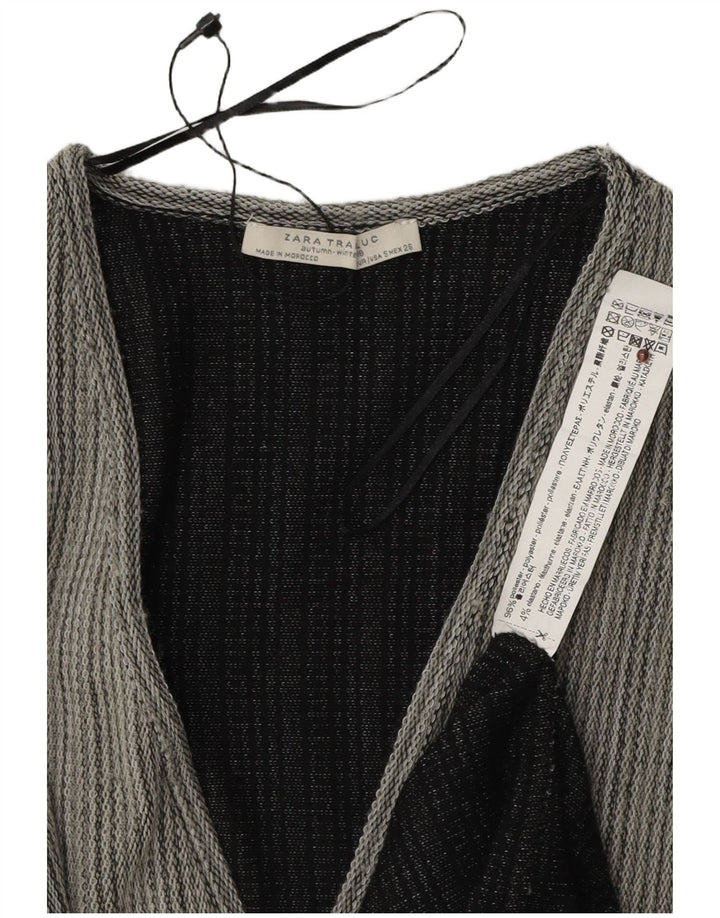 Zara Femme Maxi Robe Droite Oversize UK 10 Petit Gris Rayé Polyester