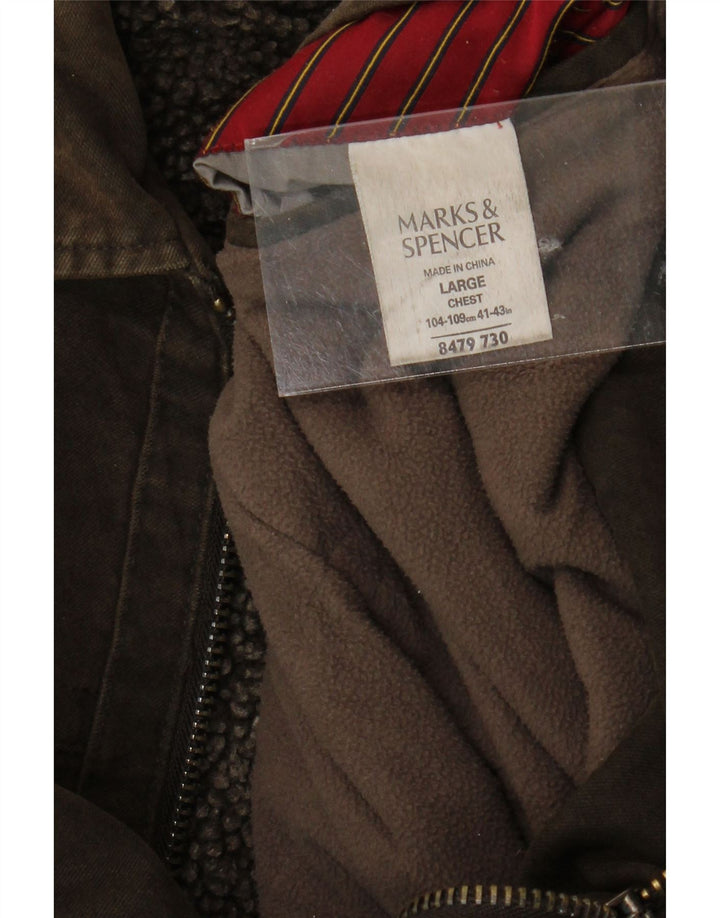 Marks & Spencer Veste Bomber Homme UK 40 Large Marron Coton