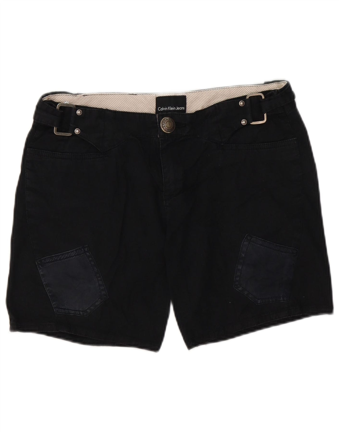 CALVIN KLEIN Short Cargo Graphique W28 Femme Coton Noir Moyen