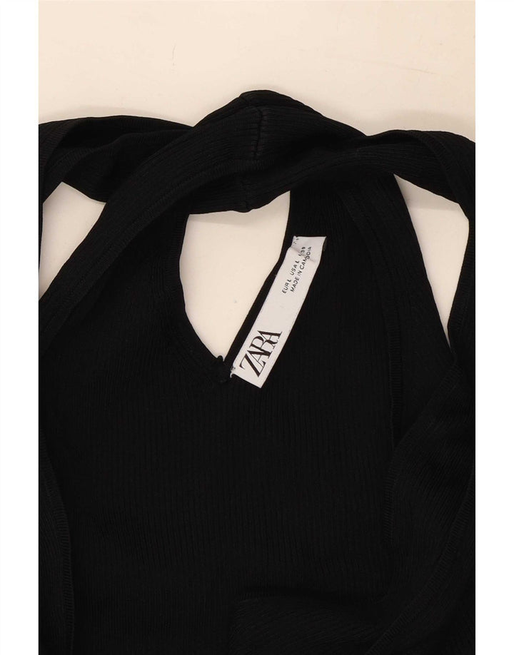 Zara Womens Crop Halter Top UK 14 Grand Noir