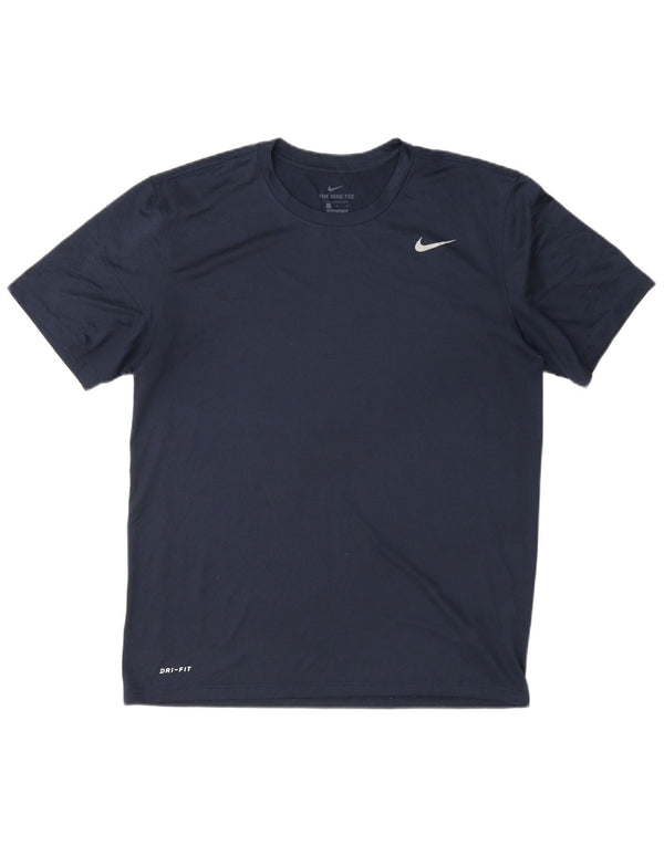 Nike Hommes Dri Fit T-Shirt Haut Large Bleu Marine Polyester