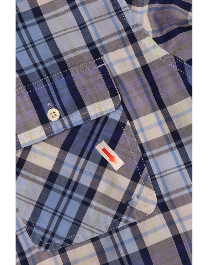 Nautica Chemise à manches courtes pour homme en coton à carreaux bleus