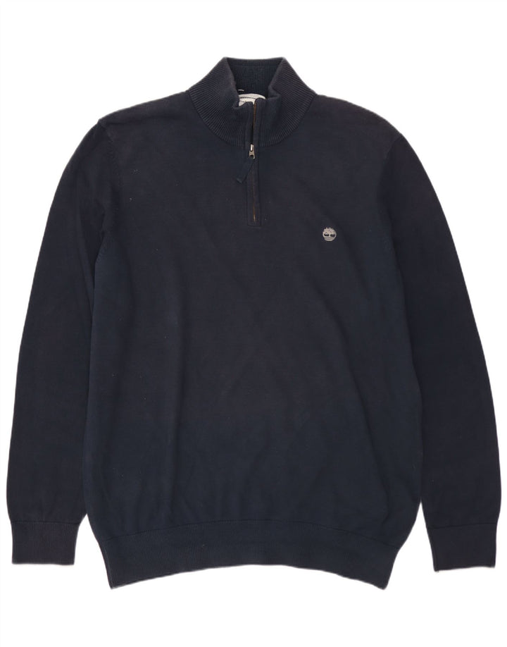 TIMBERLAND Pull col zippé pour homme en coton bleu marine Large