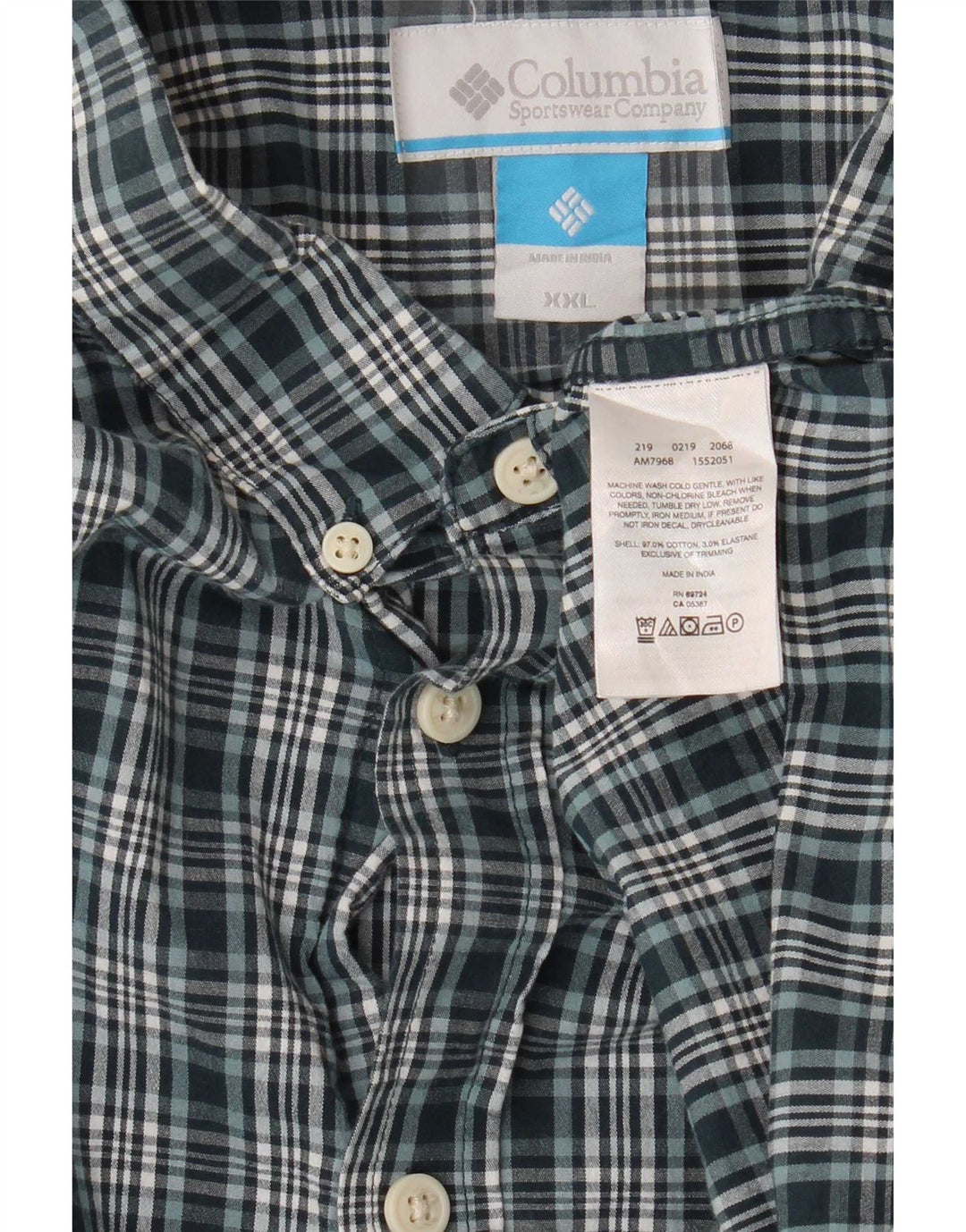 Columbia Chemise Homme 2XL Vert à Carreaux Coton