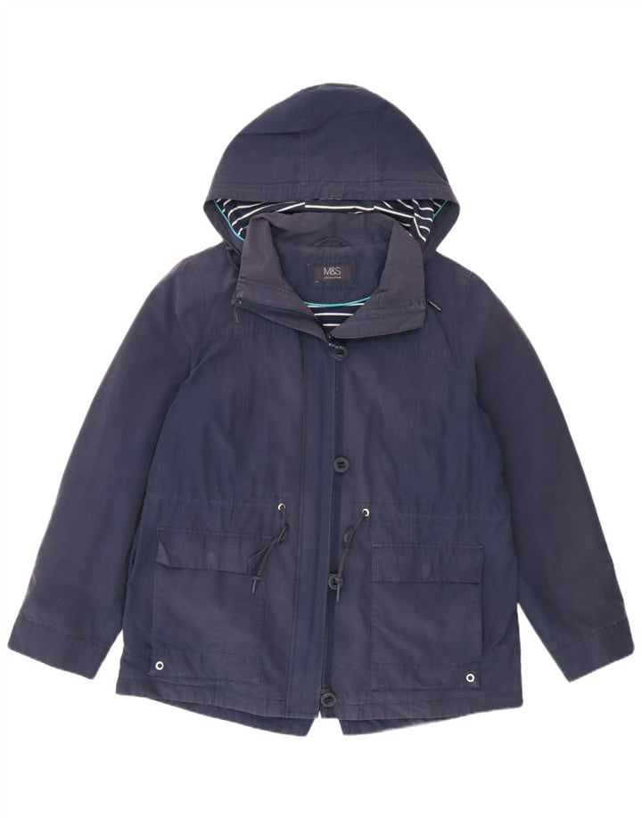Marks & Spencer Veste Parka à capuche pour femme UK 14 Large Bleu marine Polyester