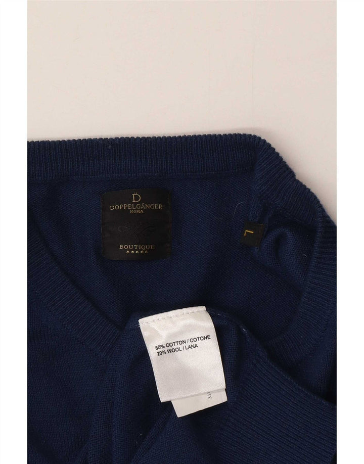 vintage Mens Crew Neck Jumper Pull Grand Coton Bleu