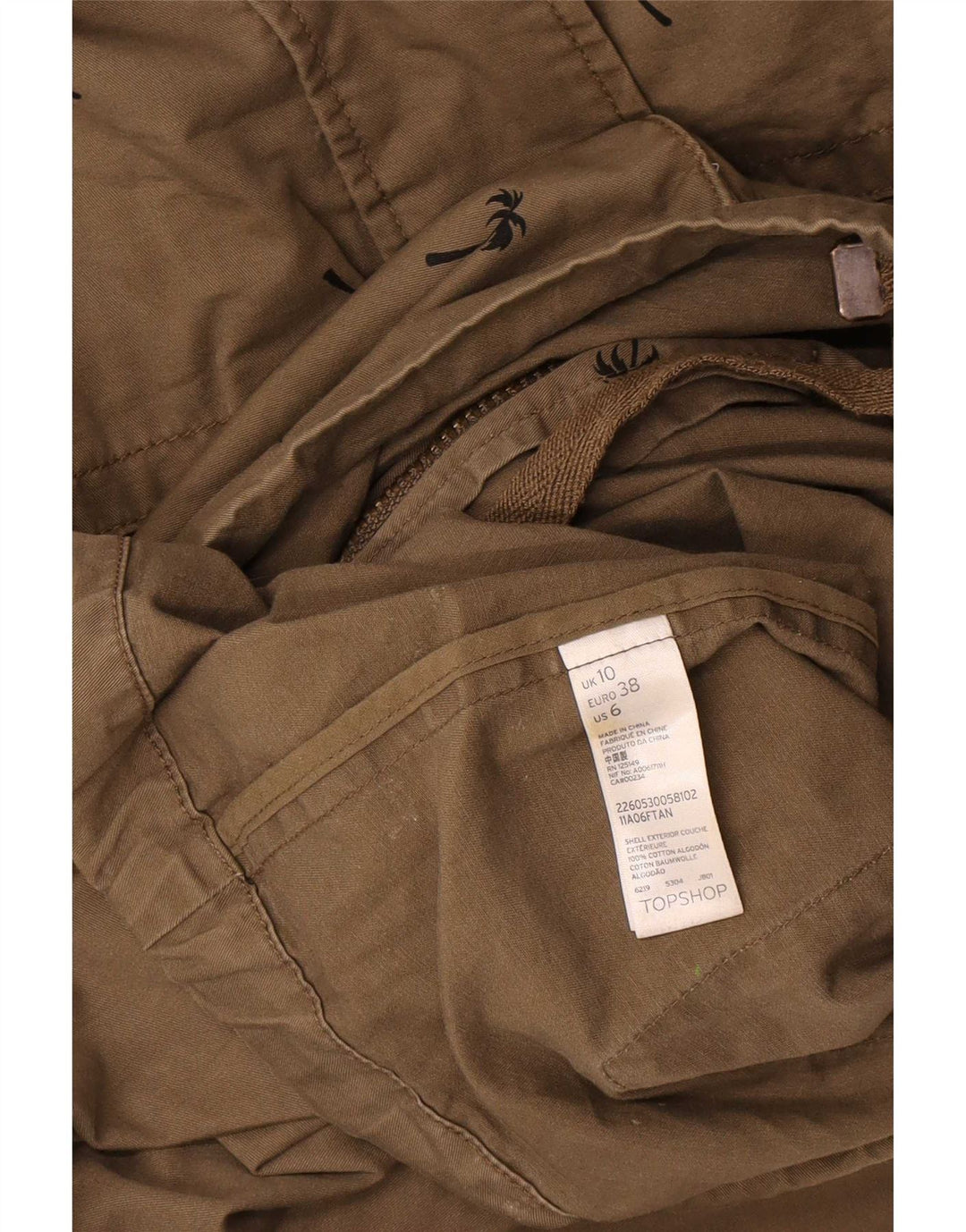 Topshop Veste utilitaire surdimensionnée à motif abstrait pour femme UK 10 Small Kaki