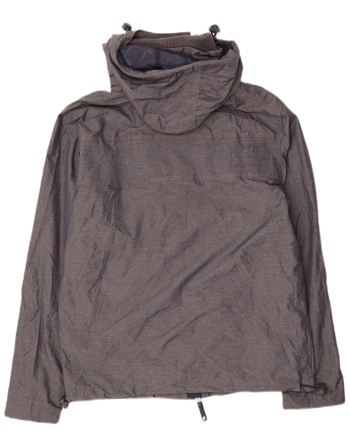 SUPERDRY Veste coupe-vent à capuche pour hommes UK 40 Large Gris Nylon