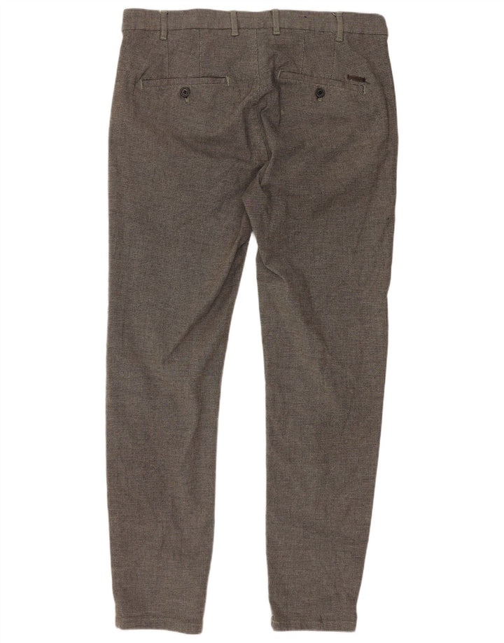 Zara Pantalon Chino Slim Femme EU 42 Large W32 L28 Gris Polyester