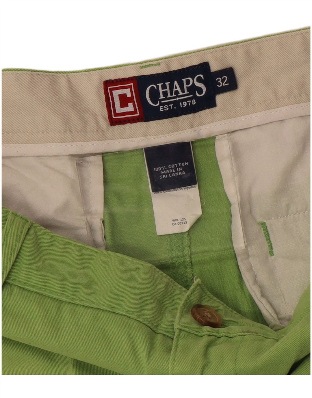 CHAPS Short Chino Homme W32 Coton Vert Moyen