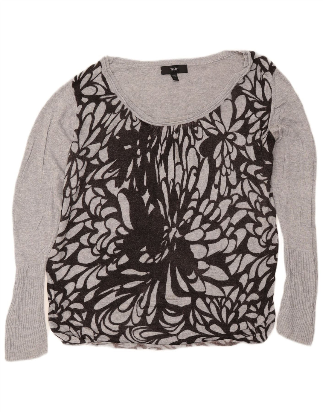 MOSSIMO Pull court à col bateau pour femme UK 16/18 Grand gris floral