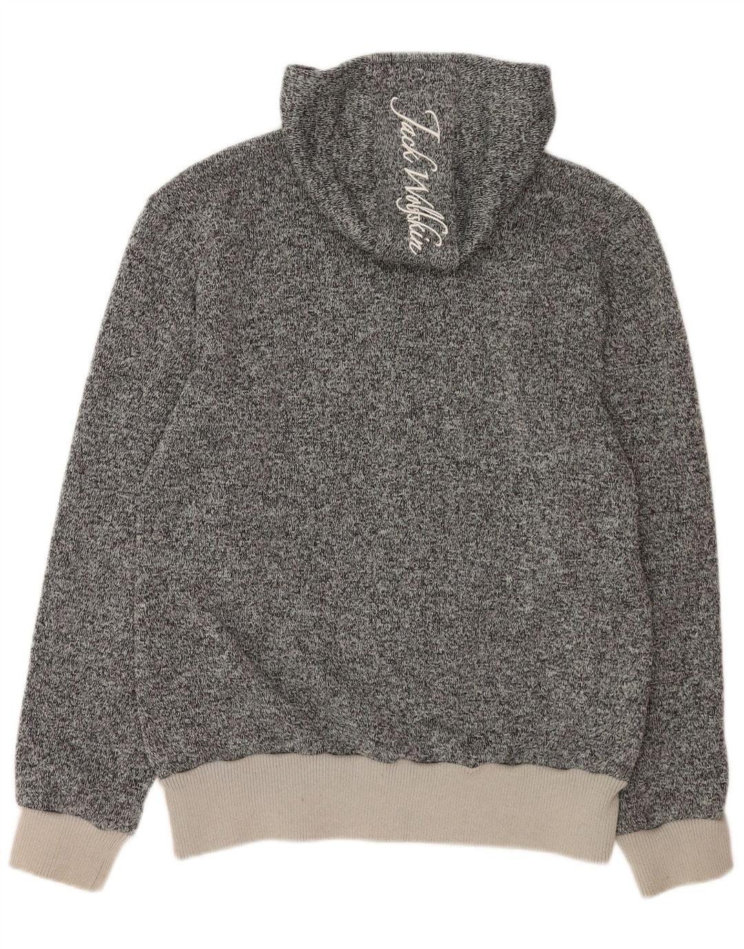 Jack Wolfskin Pull à capuche zippé graphique pour homme en polyester moucheté gris grand