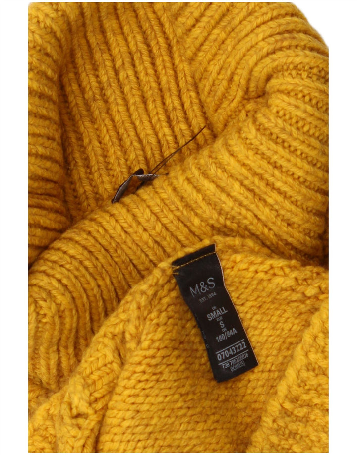 MARKS & SPENCER Pull court à col roulé pour femme UK 10 Petit Jaune