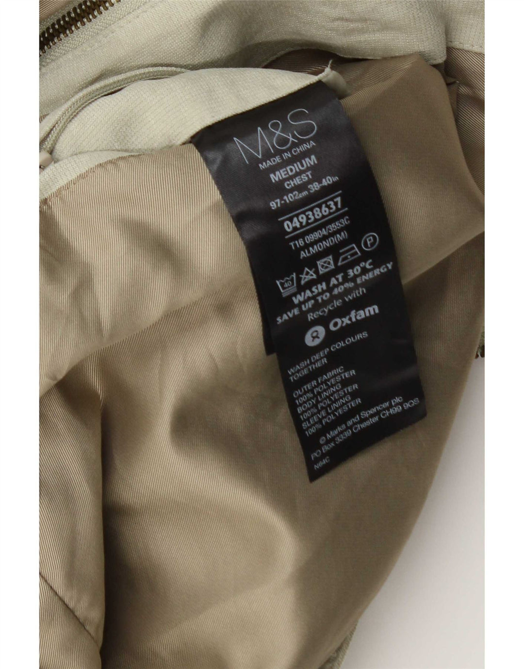 Marks & Spencer Veste Bomber Homme UK 38 Polyester Vert Moyen