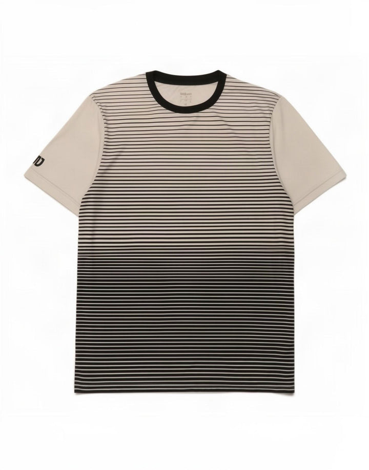 Wilson T-Shirt Homme Haut Large Blanc Rayé Polyester