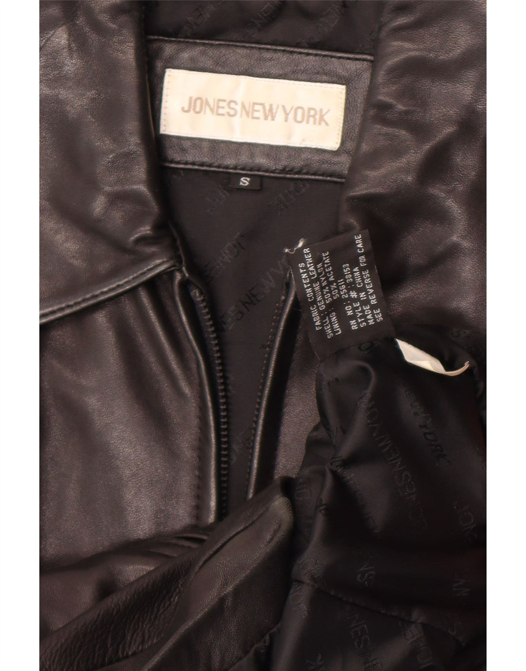 Jones New York Veste en cuir pour femme UK 10 Petit cuir noir