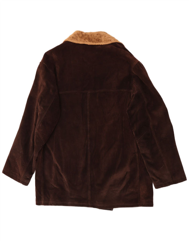 pardessus en daim homme vintage IT 52 XL cuir marron