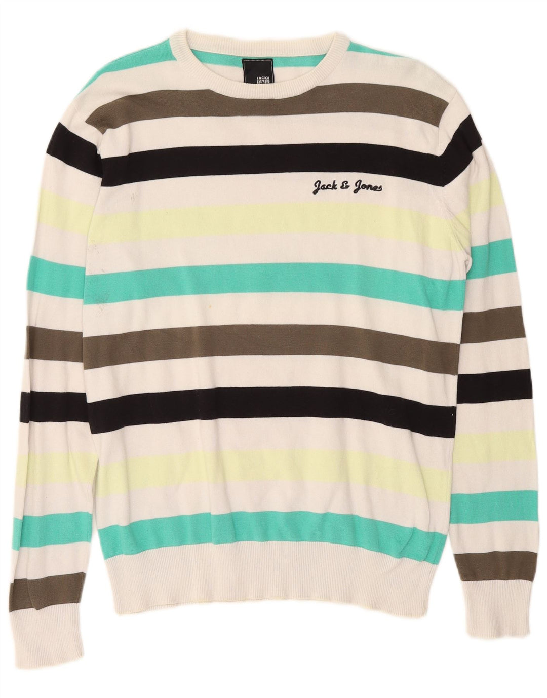 Jack & Jones Pull à col rond pour homme, grandes rayures multicolores