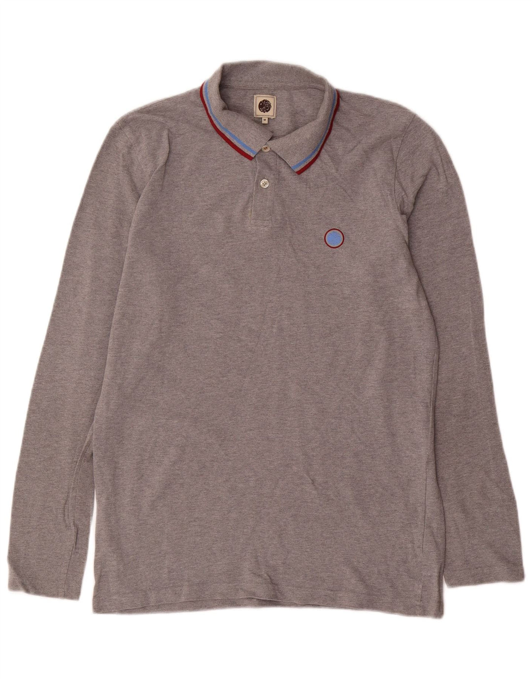 Pretty Green Polo à Manches Longues Homme Gris Moyen Coton