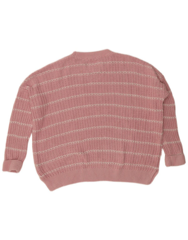 Superdry Pull surdimensionné à col rond pour femme UK 14 Large Rose Rayé
