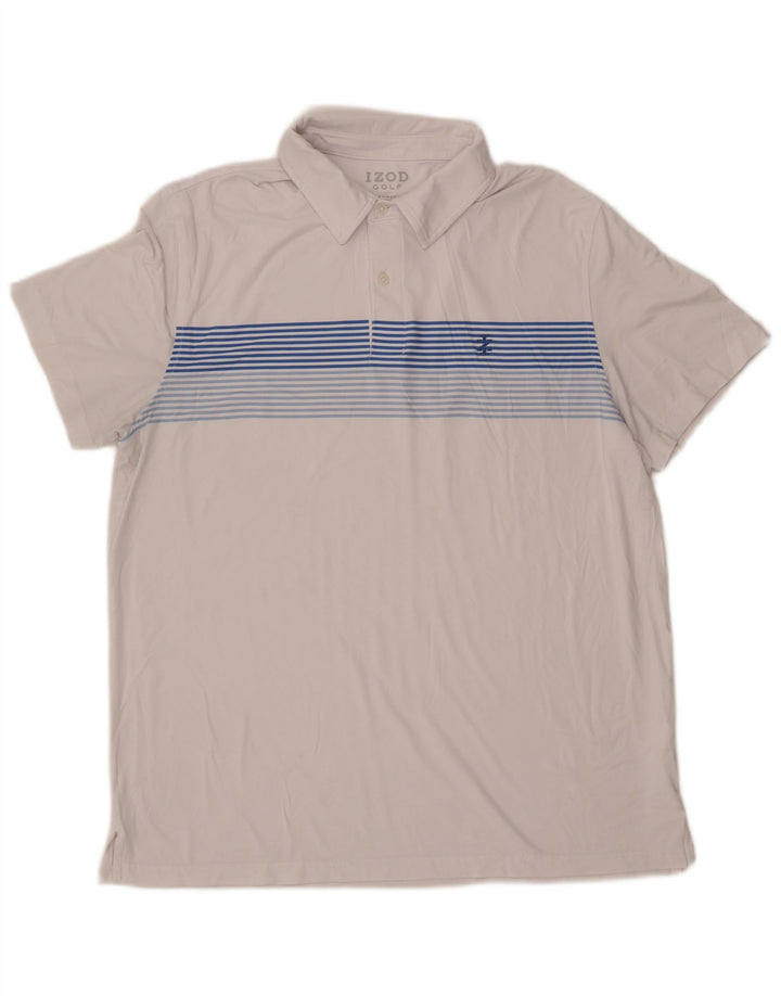 IZOD Polo Homme Large Rayé Blanc Polyester