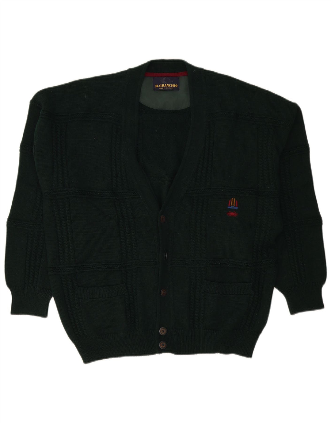 Il Granchio Cardigan Pull XL Vert Laine Homme