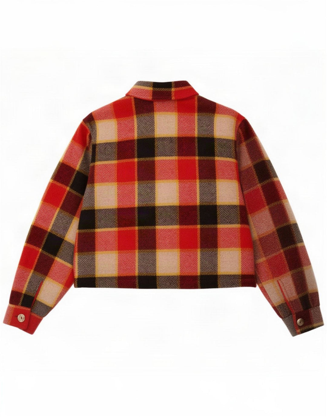 Et blouson aviateur court en flanelle pour femme IT 42 laine à carreaux rouge moyen