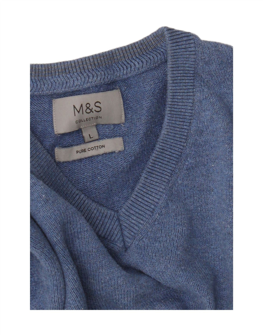 Marks & Spencer Pull col V pour homme en coton bleu Taille L