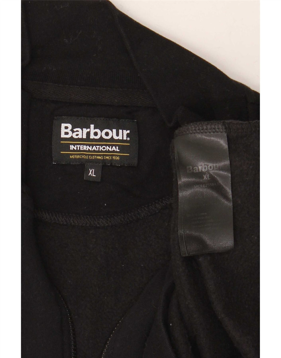 Barbour Mens Zip Neck Sweatshirt Jumper XL Noir Coton