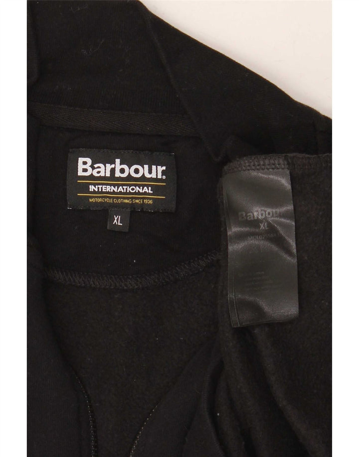 Barbour Mens Zip Neck Sweatshirt Jumper XL Noir Coton