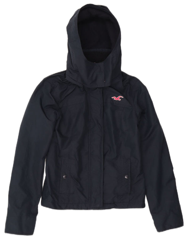 Hollister Veste coupe-vent à capuche pour femme UK 6 XS Bleu marine Polyester