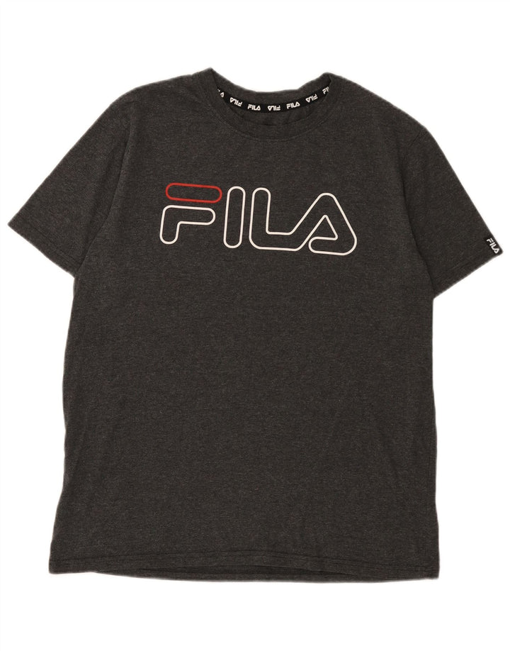 Fila Homme Graphic T-Shirt Top Large Gris Polyester