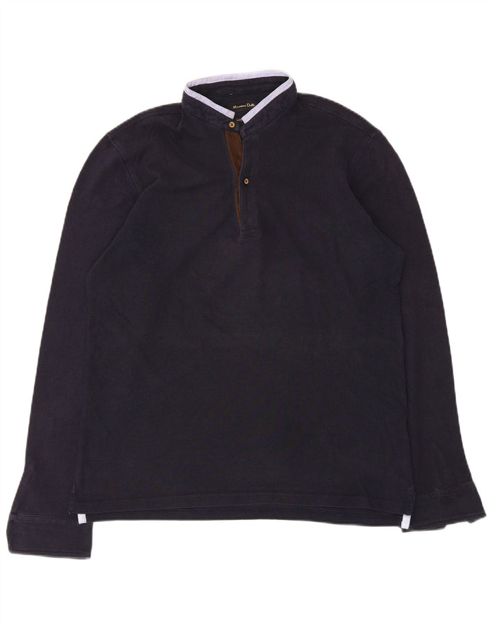 Massimo Dutti Haut à manches longues pour homme en coton bleu marine moyen