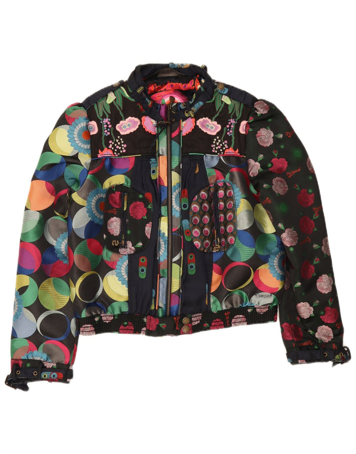 Desigual Veste bomber courte à motif abstrait pour femme EU 46 XL Multicolore
