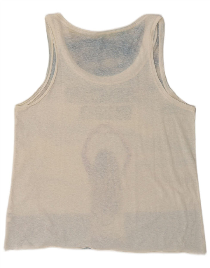 Benetton Débardeur Graphique Femme UK 16 Grand Bleu Colorblock Polyester