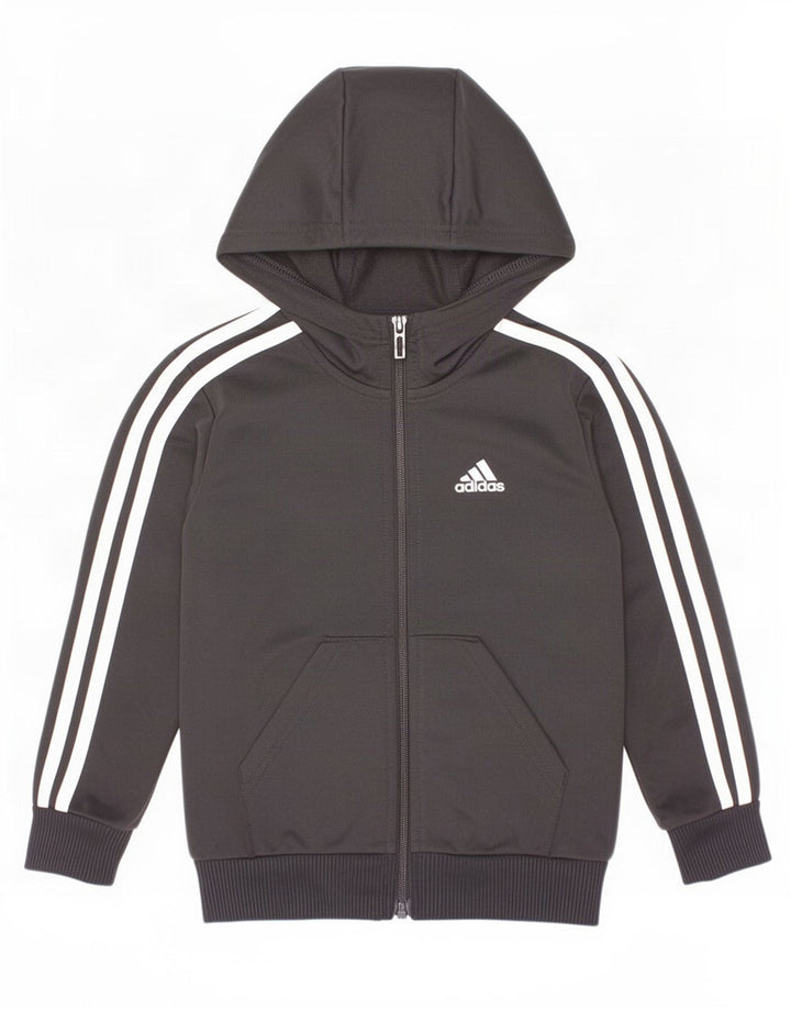 Adidas Pull à capuche zippé pour garçon 4-5 ans Noir Polyester