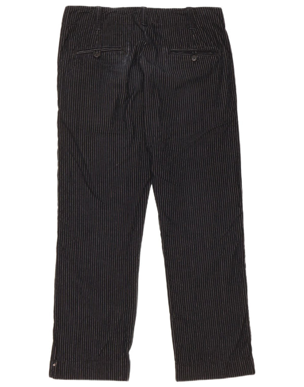 Gas Womens Straight Chino Trousers W32 L26 Navy Blue Pinstripe