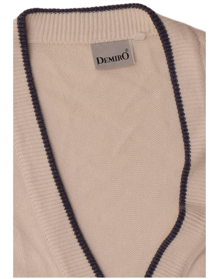 Demiro Pull Cardigan Homme IT 50 Coton Rayé Blanc Moyen