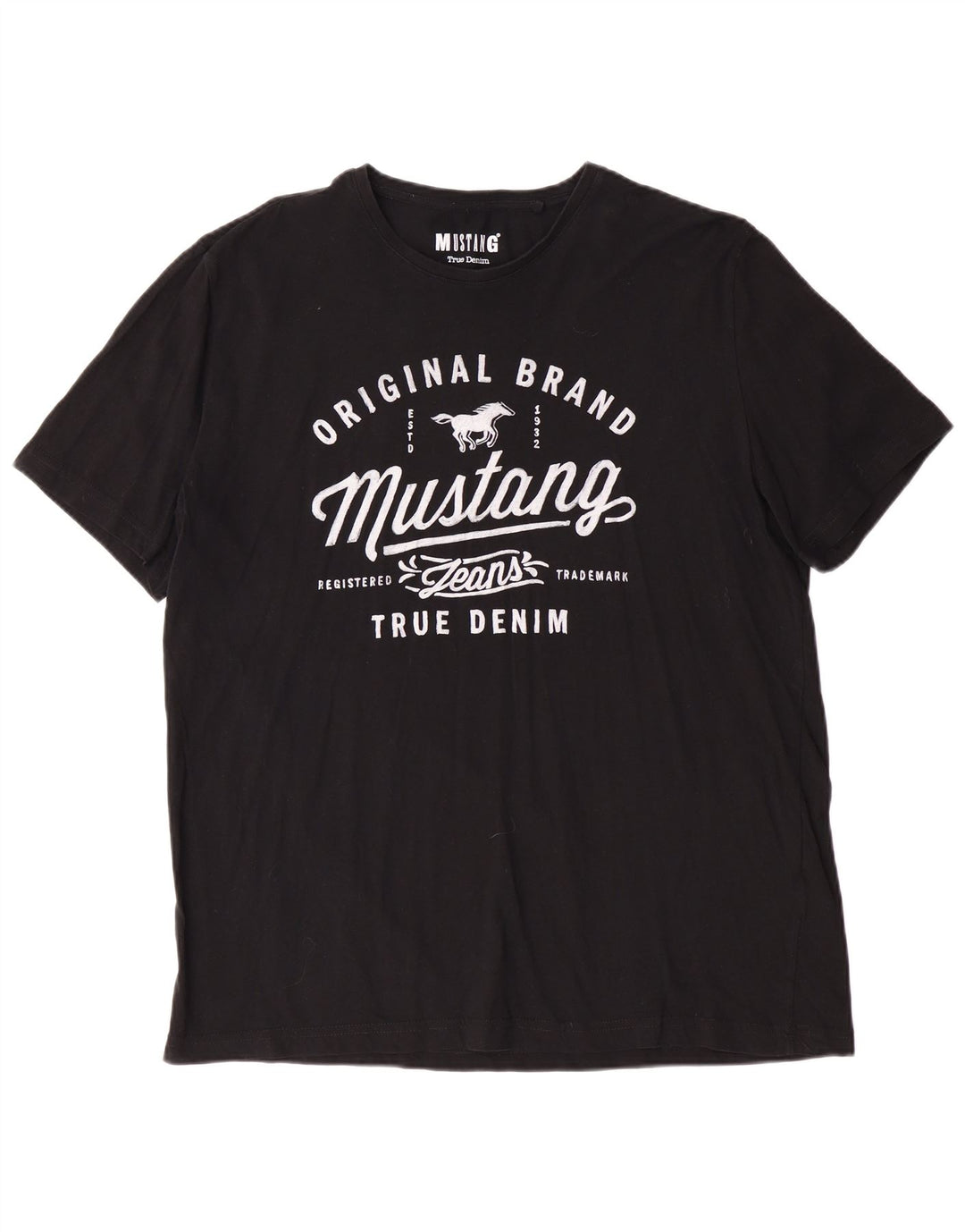 MUSTANG T-Shirt Graphique Homme Top XL Noir Coton