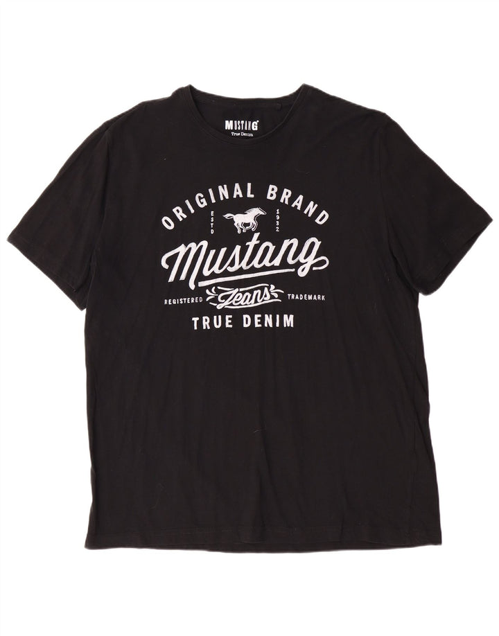 MUSTANG T-Shirt Graphique Homme Top XL Noir Coton