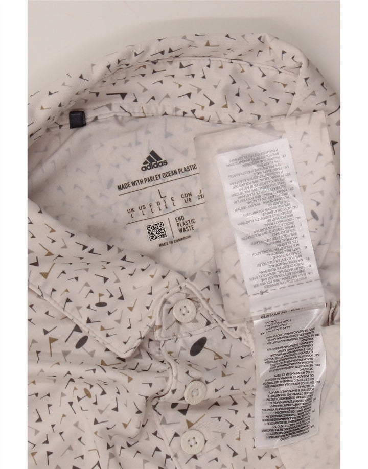 Adidas Polo Homme Grand Blanc Tacheté Polyester