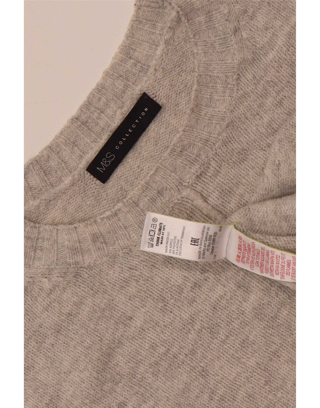 Marks & Spencer Pull surdimensionné à col rond pour femme UK 16 Large Gris
